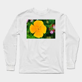 Yellow flower close-up against blurry green background Long Sleeve T-Shirt